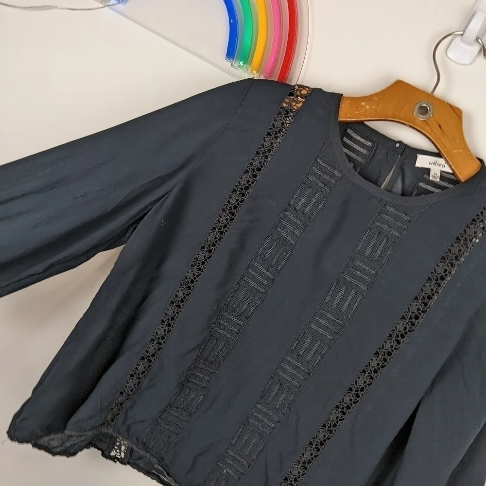 Aritzia Wilfred Black Peasant Top X Small - Picture 6 of 8